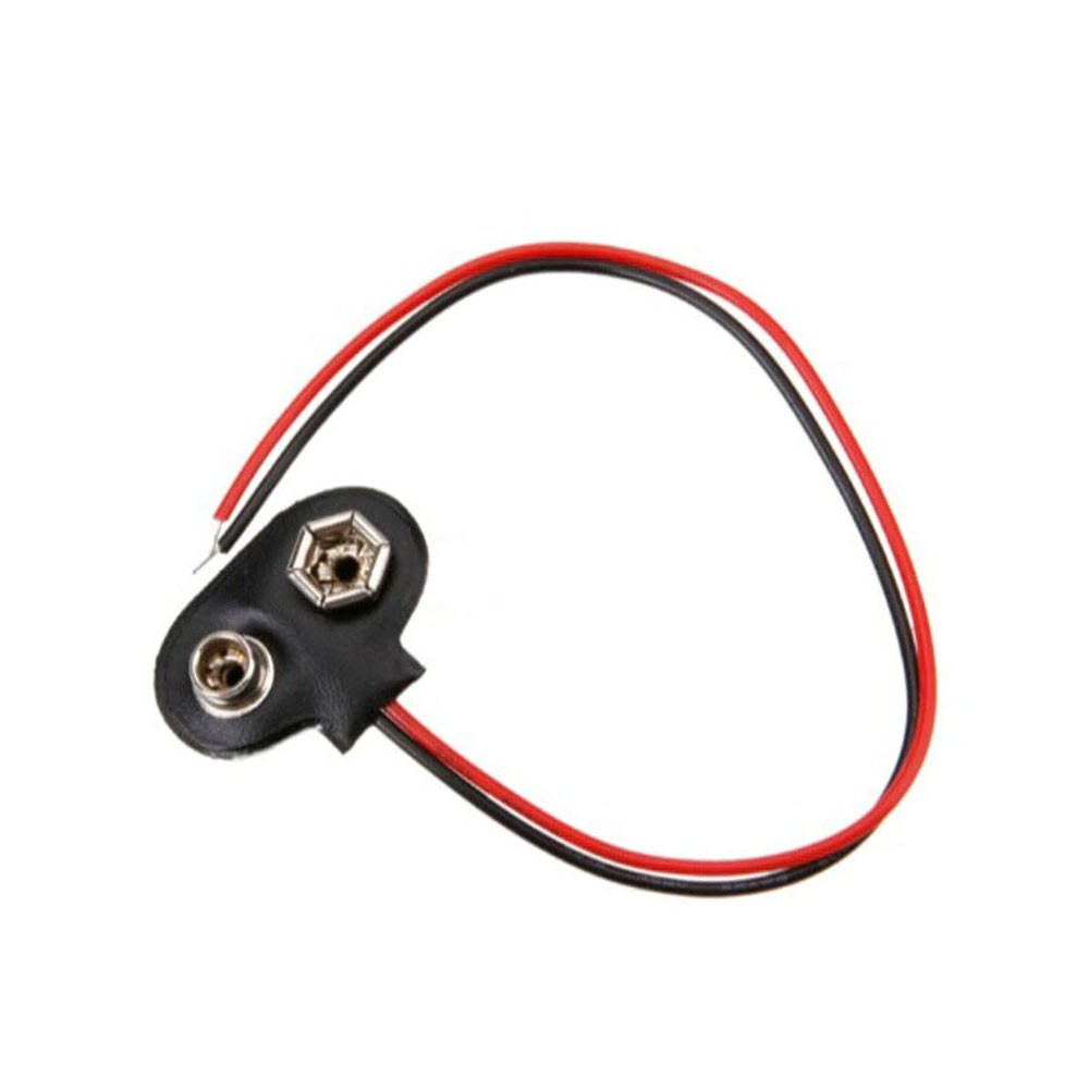Noir Rouge Conduit par câble Double Pile 9V connecteur 10Pcs Boucle Agrafes  